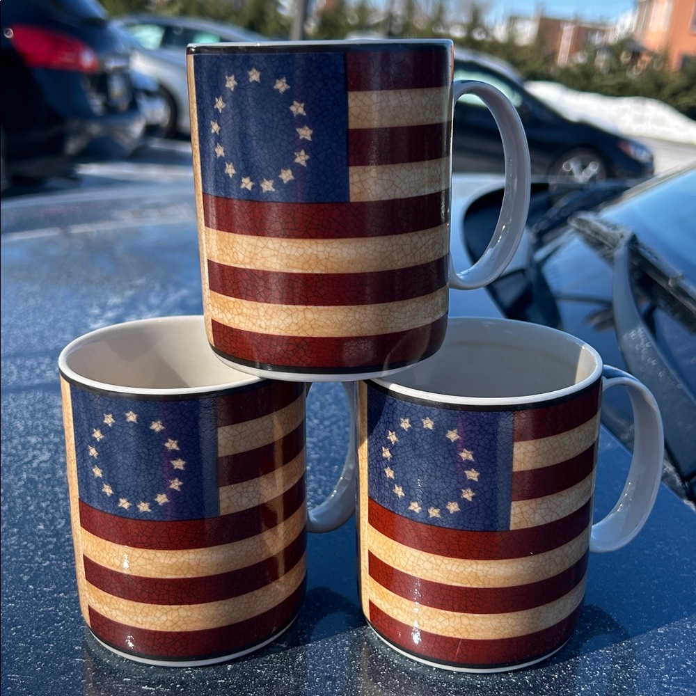 3 Coventry pottery, Stars and Stripes Mugs